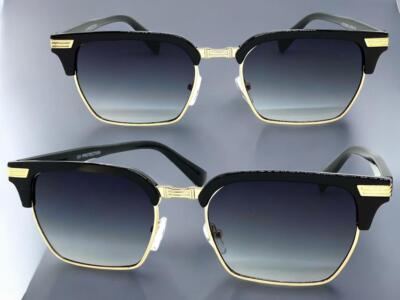 Men Classic Elegant Vintage 50's Retro Biker Style SUNGLASSES Black & Gold Frame