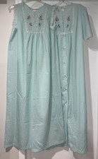 Vintage Women's Barbizon Floral Blue Nightgown Robe Set Cottagecore Large