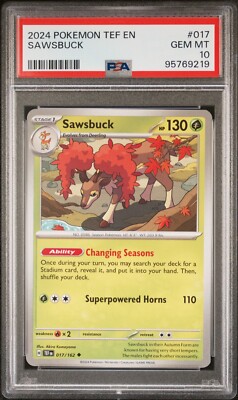 sawsbuck pokemon card 2024 Temporal Forces Illustration Rare #166 PSA Authenticated 10 Captured in a crystal 2024 Pokmon TEF EN Sawsbuck