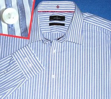 JEFF BANKS LONDON MENS SHIRT 18/45.5 BLUE WHITE STRIPE