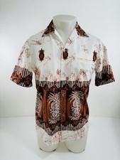 MALIHINI - Vintage 60s Pineapple Print Mens S Hawaiian Aloha Shirt - EXCELLENT