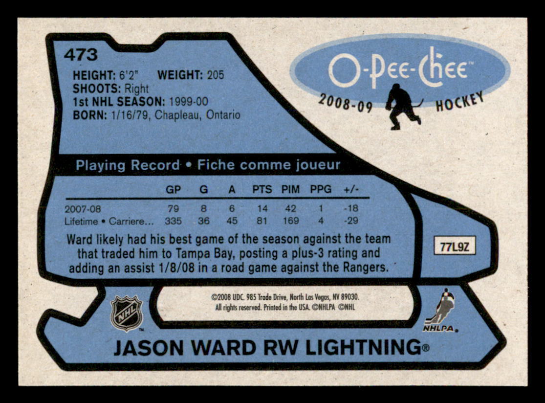 2008-09 O-Pee-Chee 1979-80 Retro #473 Jason Ward Tampa Bay