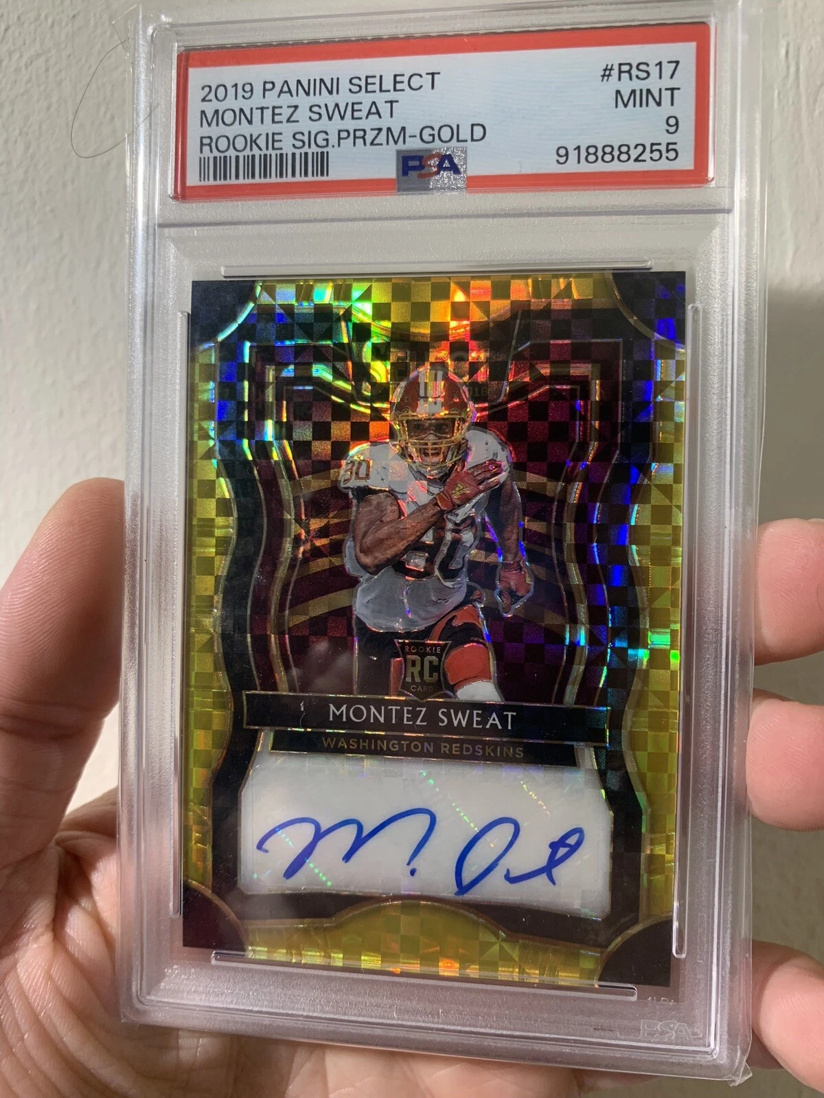 Montez Sweat Panini Select Rookie Signature Prizm #RS17 Gold