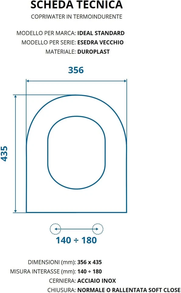 Copriwater per IDEAL STANDARD ESEDRA VECCHIO AVVOLGENTE TERMOINDURENTE BIANCO Ce - Immagine 2 di 4