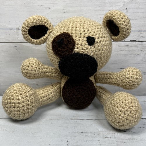 Handmade Crochet Teddy Bear Stuffed Animal Plush Toy Light Brown W/ Dark Spots