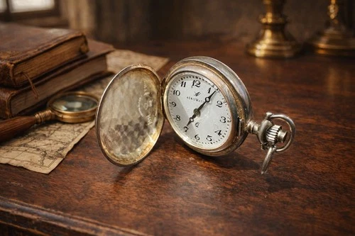 Aerowatch Swiss Made Sterling Silver 925 Hunter Pocket Watch 21g Working t80