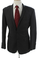 Charles Tyrwhitt Mens Dark Gray 2 Piece Wool Suit Jacket Button Size 38