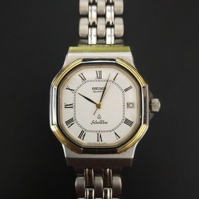 Seiko SilverWave 5932-5280 Quarzuhr weißes Zifferblatt römische Ziffern...