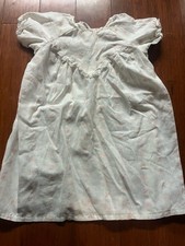 Vintage Embroidered Baby Infant Gown Dress White Pink Cotton Handmade