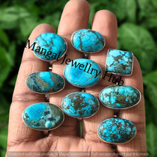 Big Sale Blue Turquoise Gemstone Rings Lot 925 Sterling Silver Plated Jewellery