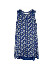 Everly for Francesca's Blue Floral Sleeveless Lined Mini Summer Dress - M. Rayon