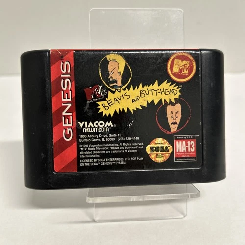 MTV's Beavis and Butt-Head Sega Genesis, 1994 Cartridge Tested Free Shipping!