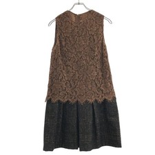 Dolce Gabbana Rayon Alpaca Lace Check Sleeveless Dress 42 Brown Made in Italy