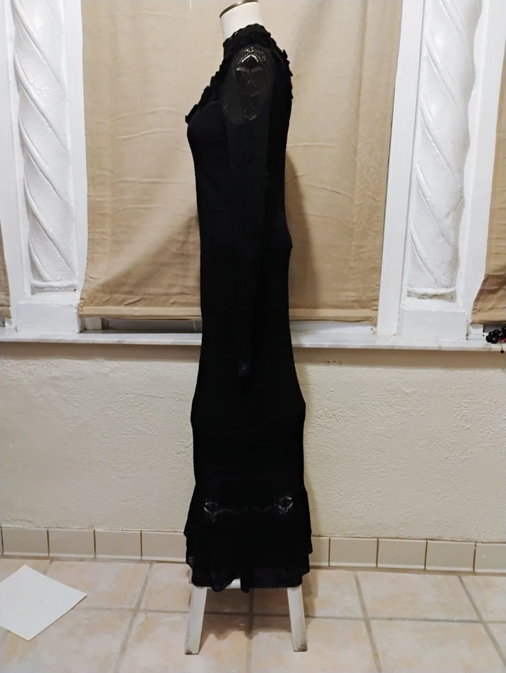 Nuevo con etiquetas Vestido Suéter Cuáquero Cuáquero de Encaje y Seda Colección Ralph Lauren Negro Talla S Foto 4 de 4