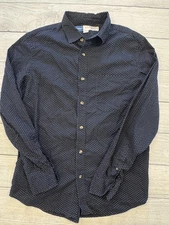 Old Navy Shirt Mens Small Navy Blue Everyday Built-In Flex Button Down Micro Dot