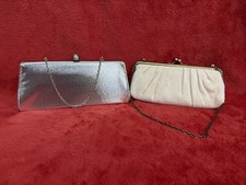 2 Vintage 1920's Style Clutch, Silver  Gold Glitter Snap Clasp