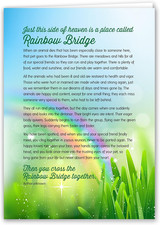 Rainbow Bridge Keepsake Pet Sympathy Card for Dog, Cat, Horse or Any Pet Loss, 5