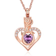 Roseflower Cremation Jewelry Heart Urn Necklace for Ashes for Women Gilrs M - 13