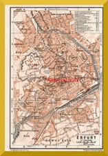 Erfurt +Über 100 Jahre alter Stadtplan mit Straßenbahnnetz+Hirschbrühl,Löberfeld