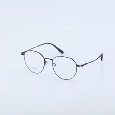 OSoptical Titanium Eyeglass Frame ZTO093 C1 Black Hexagonal Optical Eyewear 14g