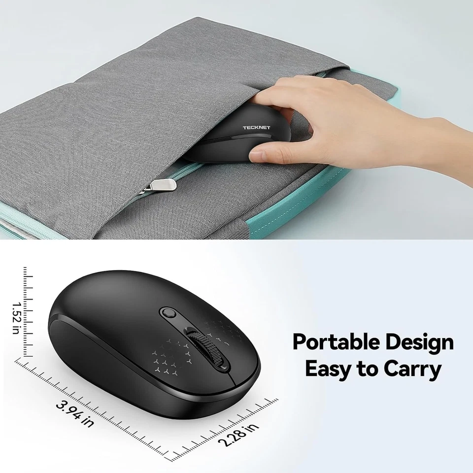 Tecknet Wireless Mouse 2.4g Quiet Computer Mouse With Usb Receiver - Image 3 of 3