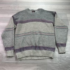 VINTAGE Robert Bruce Sweater Mens XL Gray Wool Blend Knit Pullover Made USA 90s