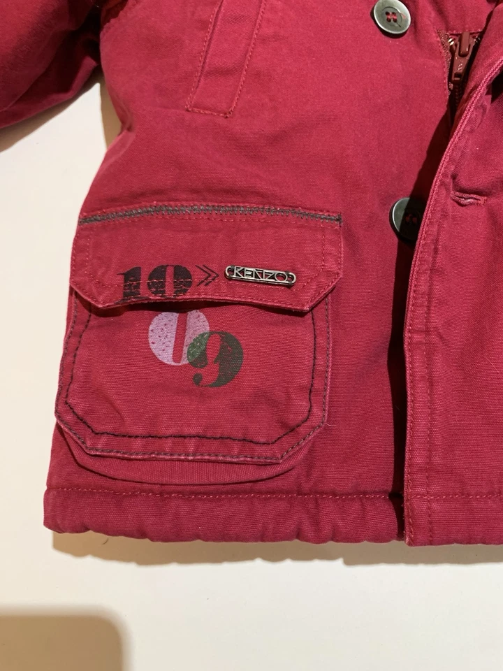 KENZO Kids Burgundy Red Plush Lined Warm Winter Coat Jacket size 2 - Image 4 of 4