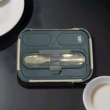 Weight Watcher WW Food Container 3 Compartment Built Utensils