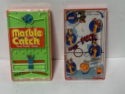 Vintage TOMY Pocket Games (Lot Of 2) Marble Catch & Pass The Puck - *Tested!*