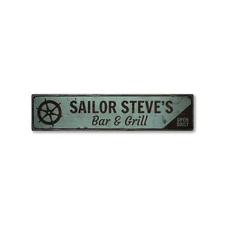 Sailor Bar & Grill, Custom Bar Owner - Rustic Distressed Wood Sign