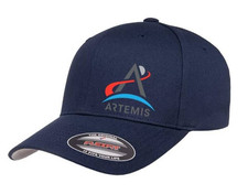 Artemis 2 Moon NASA Apollo Cap Print Logo 5001 Flexfit Baseball Hat S/M and L/XL