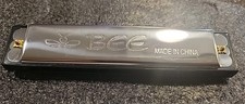 Bee Harmonica 5 Inch 16 Hole Silver Black With Instructions In Box
