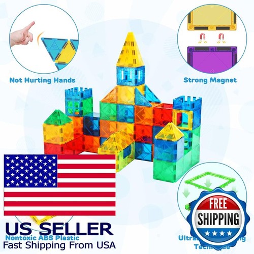 Magnetic Building Tiles for Kids, STEM Montessori Construction Toys Ages 3-8 - Picture 2 of 7