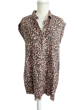 Miami Francesca's Animal Print Dress Rayon Short Sleeve Pockets Size S NWOT