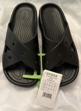 Crocs Classic Cross Strap Slide Women's Slip On Sandals Shoes US 9 Black New