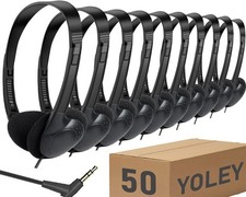 Classroom Headphones Bulk 50 Pack Class Set for School Students Kids and Adul...