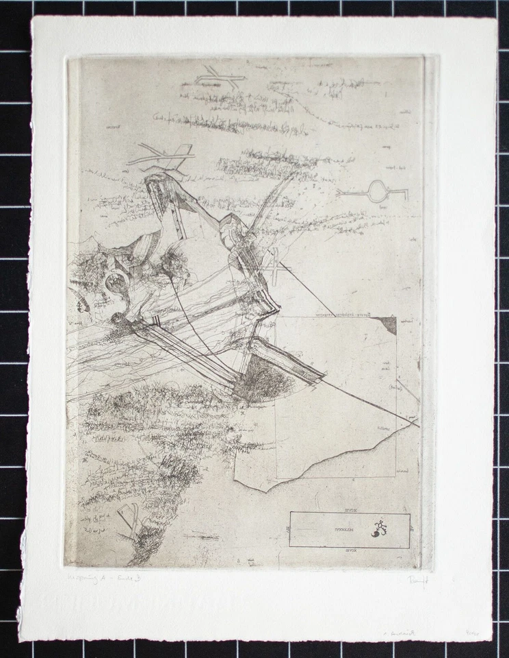 Thomas Ranft Abstrakt Ursprung Ende Clara Mosch Chemnitz sign Radierung Probe - Bild 2 von 2