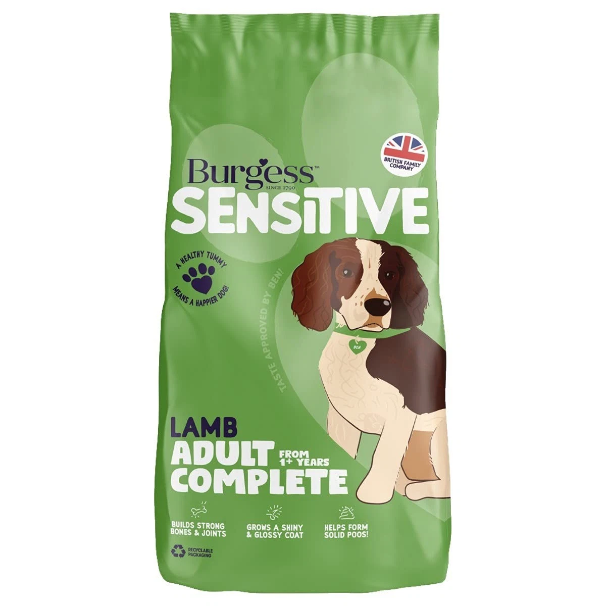 Burgess Sensitive Adult Dog Lamb & Rice 12.5kg Wholesome Complete Dry Dog Food