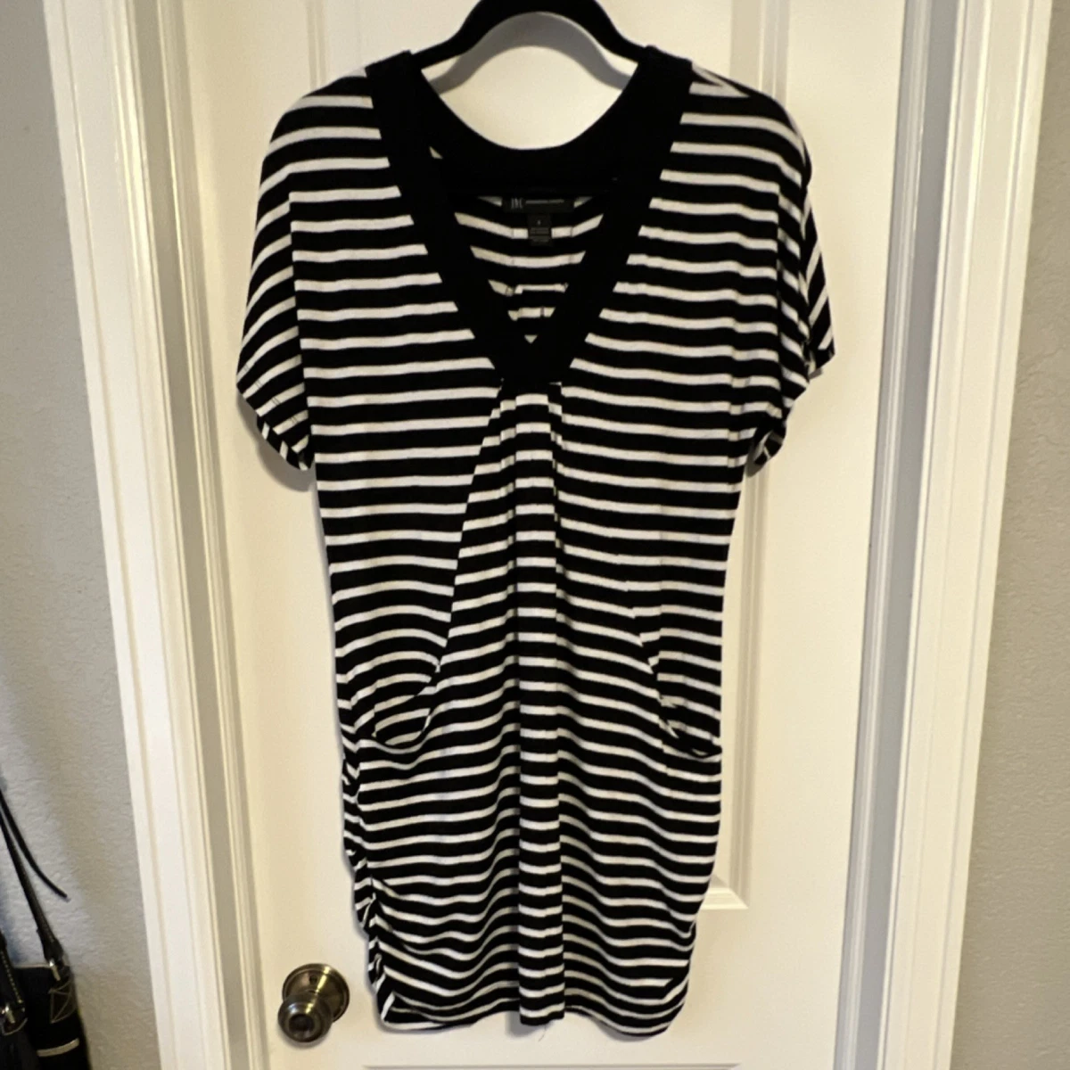 slim fit dress slacks Trendy Choker V-Neck T Shirt Dress – Nicole Marie Fashions main image 0