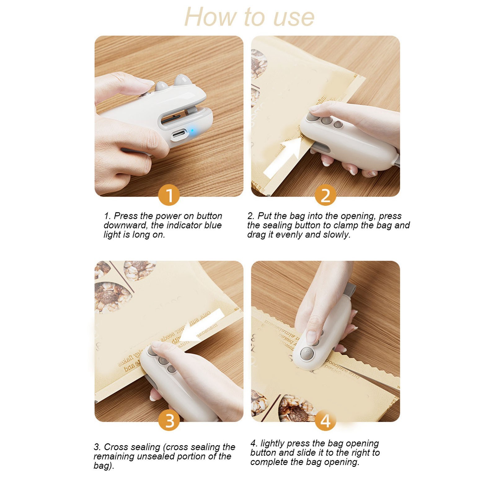 Small Bag Sealer Multipurpose Dual Use Magnet Design Portable Bag Resealer
