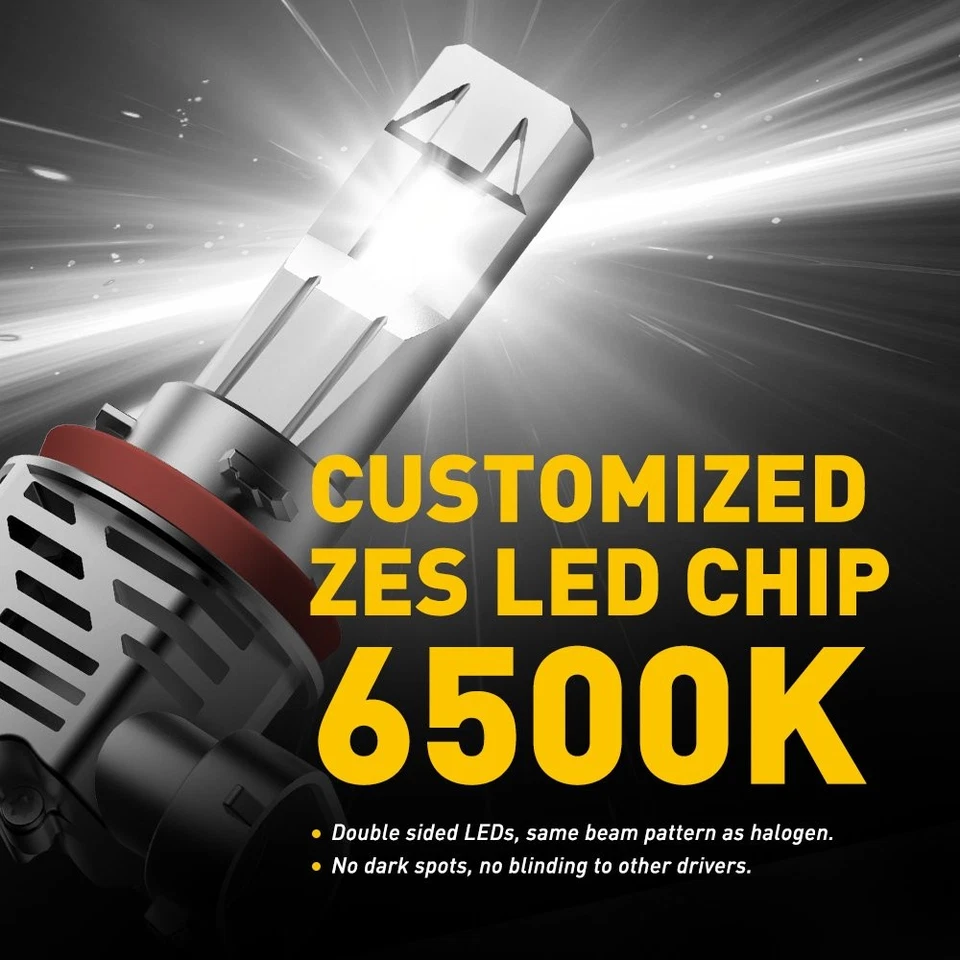 H11 Auxito 9005 LED Bulb Headlight Xenon White Bulb 6500K High Low Beam 2/4/6X - Image 2 of 4