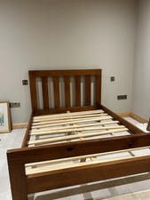 Chile Solid Wood Double Bed Frame Base With Wooden Slats. W 143, L 198, H 113.