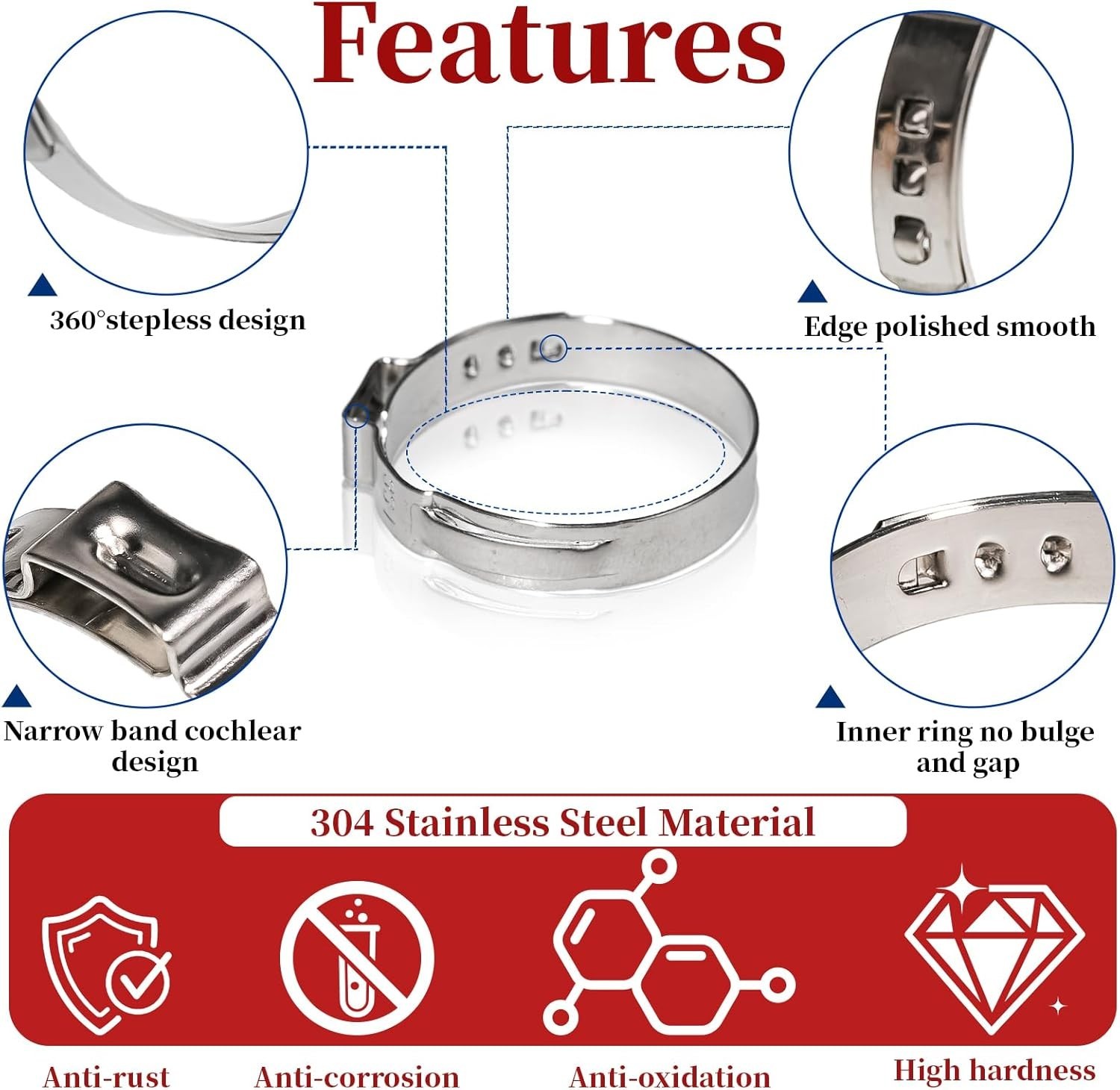 192 Pcs 12 Sizes Goobetter Single Ear Hose Clamps Stainless Steel with Ear Clamp