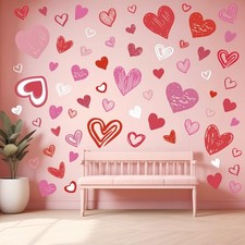 9 Sheets Valentine Wall Stickers Love Heart Wall Decals Large Room Mural Sticke