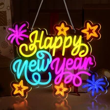  Happy New Year Neon Sign Light USB Powered LED Happy New Year Neon Fireworks