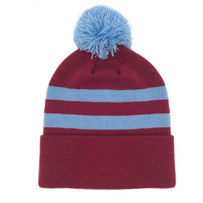 Fan Originals Retro Fußball Bommelmütze in Farben Claret Blau