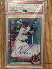 2022 Bowman Draft - PSA 9 Chase Delauter 1st Auto /199 #CDA-CD Chrome Aqua Lava