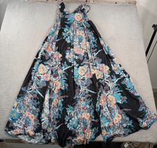 Free People Dress Women's Small/P Black Floral Maxi Sleeveless V-Neck Pleated