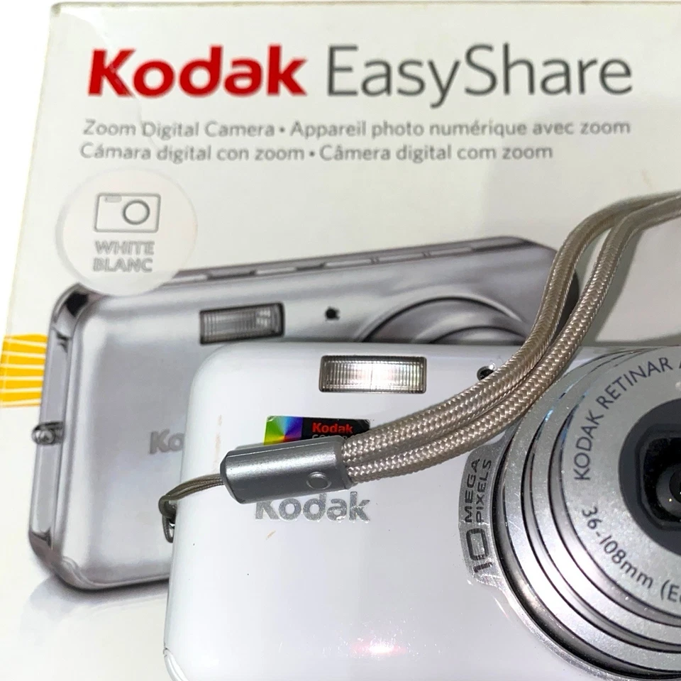 Kodak EasyShare V1003 10MP White Digital Camera Box Manuals Untested No Battery - Image 2 of 4