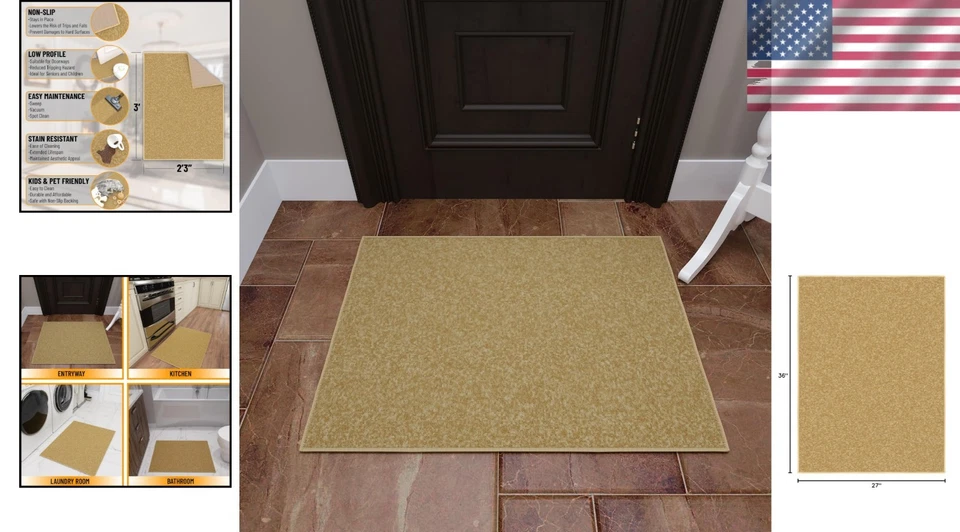 Alfombra antideslizante duradera de 2'3" x 3' - perfecta para cocina, pasillos, baños Foto 2 de 4